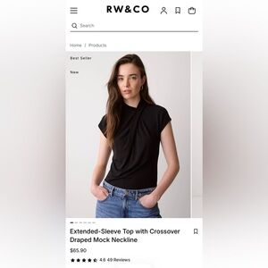 🌹5 for $50🌹Crossover Draped Mock Neck Top with Short Sleeves